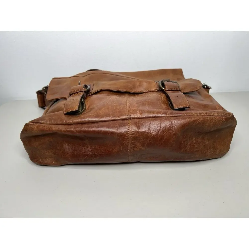 Fossil Brown Cognac Leather Briefcase Bag Shoulder